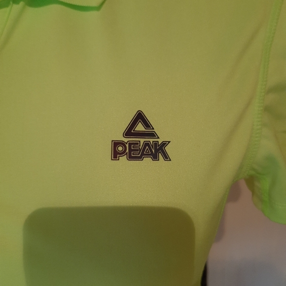 Peak Running Sport Athletic Lime Green Polo P Coolfree - Picture 2 of 10